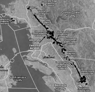 map of targeted east bay forests